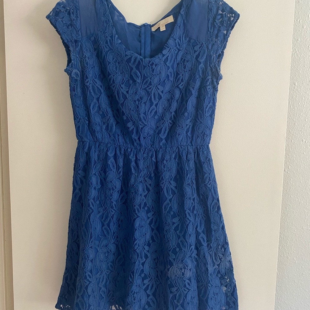 Blue floral lace layered dress (M)